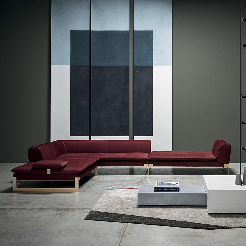 Italienisch Luxusgoldbein 7 Sitzer L Form Eckschnitte Sofa Set Möbel